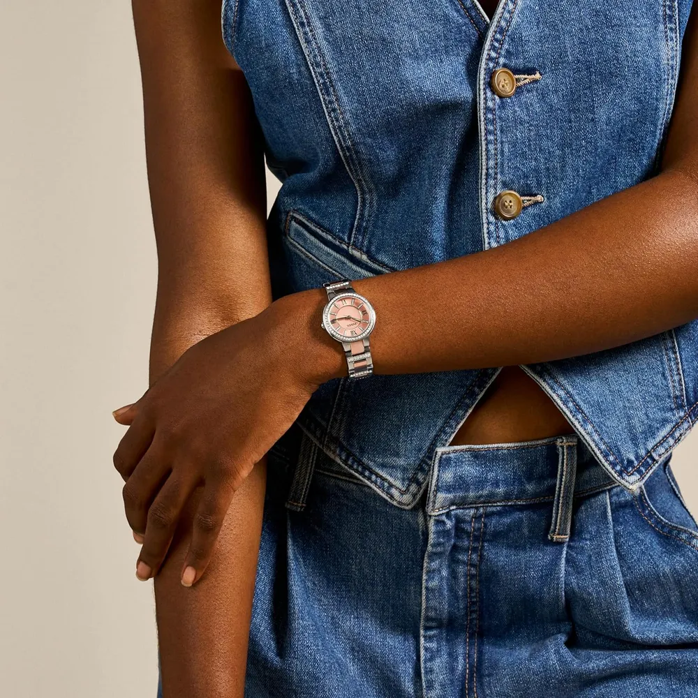 Fossil reloj de cuarzo Virginia para mujer | Plateado/ Oro Rosa