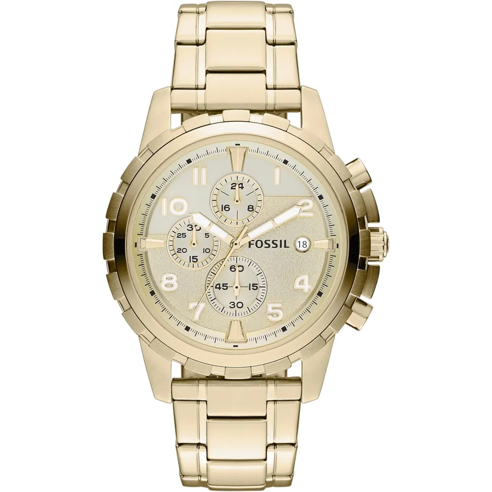 Fossil reloj cronógrafo Dean de cuarzo para hombre, acero inoxidable | Oro