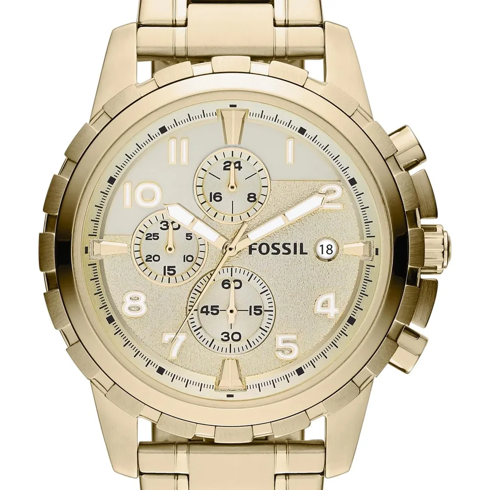 Fossil reloj cronógrafo Dean de cuarzo para hombre, acero inoxidable | Oro