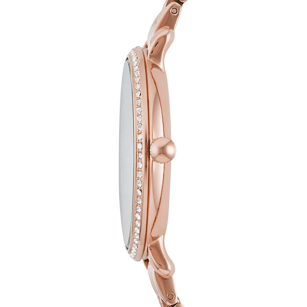 Fossil reloj de cuarzo Jacqueline para mujer, acero inoxidable | Oro rosa