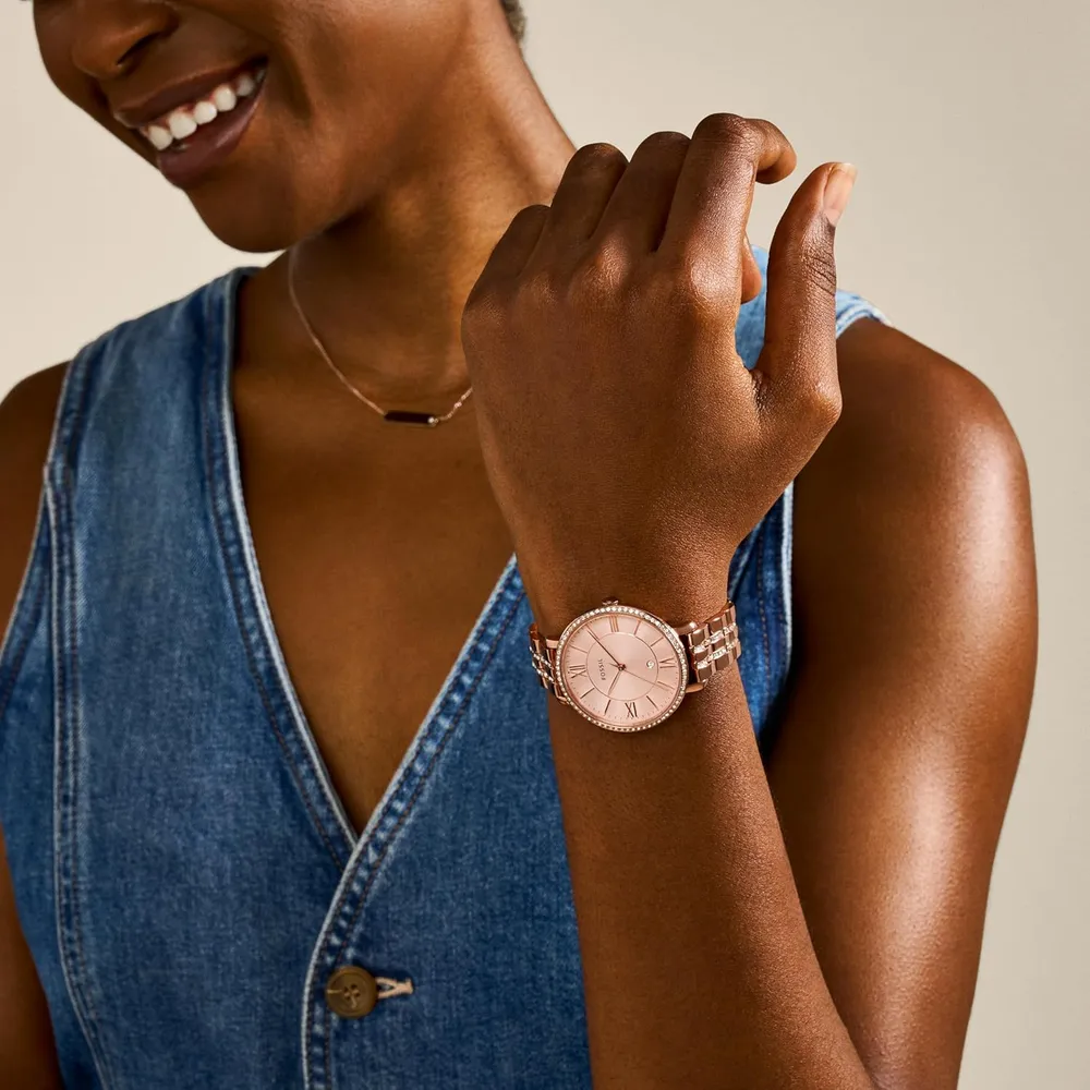 Fossil reloj de cuarzo Jacqueline para mujer, acero inoxidable | Oro rosa