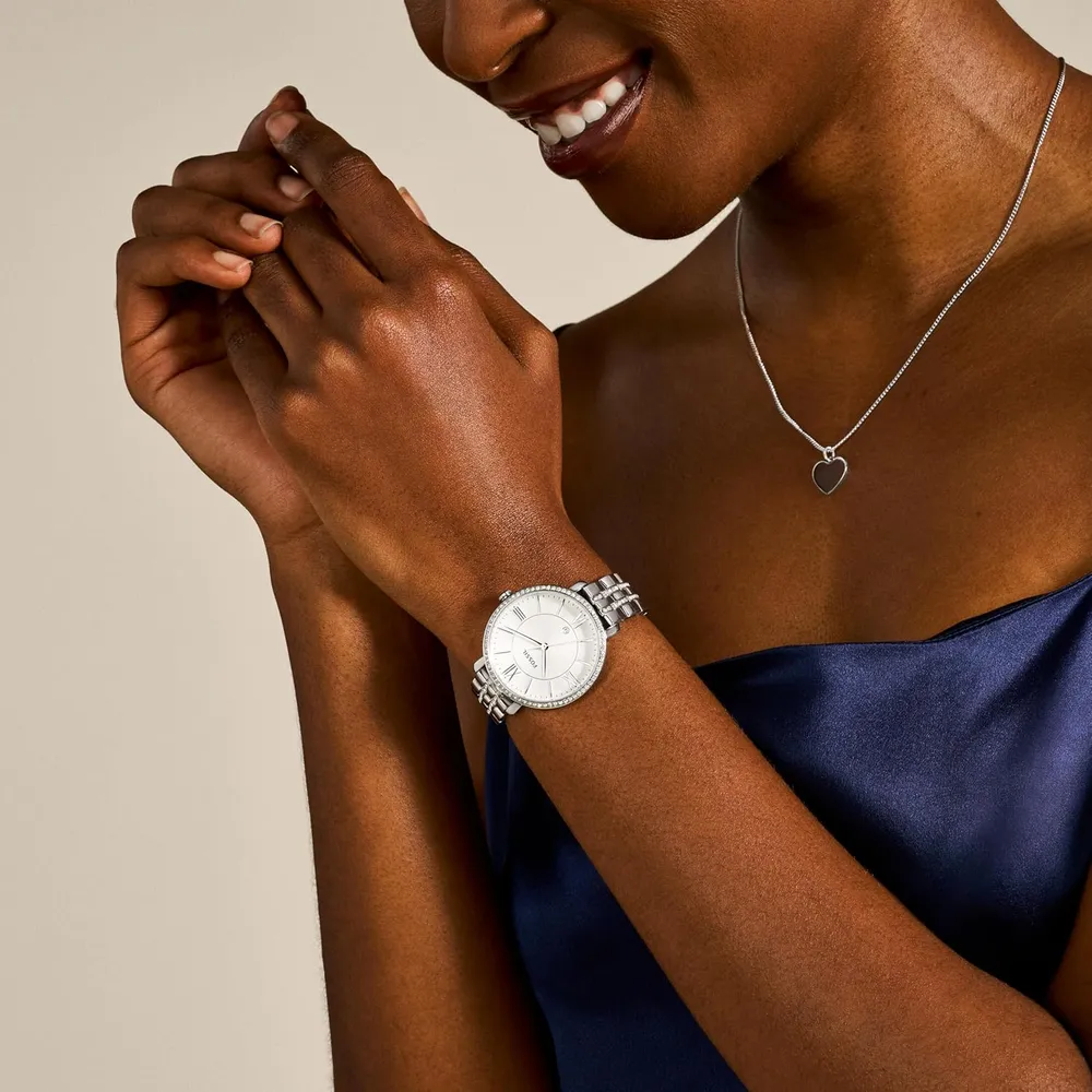 Fossil reloj de cuarzo Jacqueline para mujer, acero inoxidable | Plateado