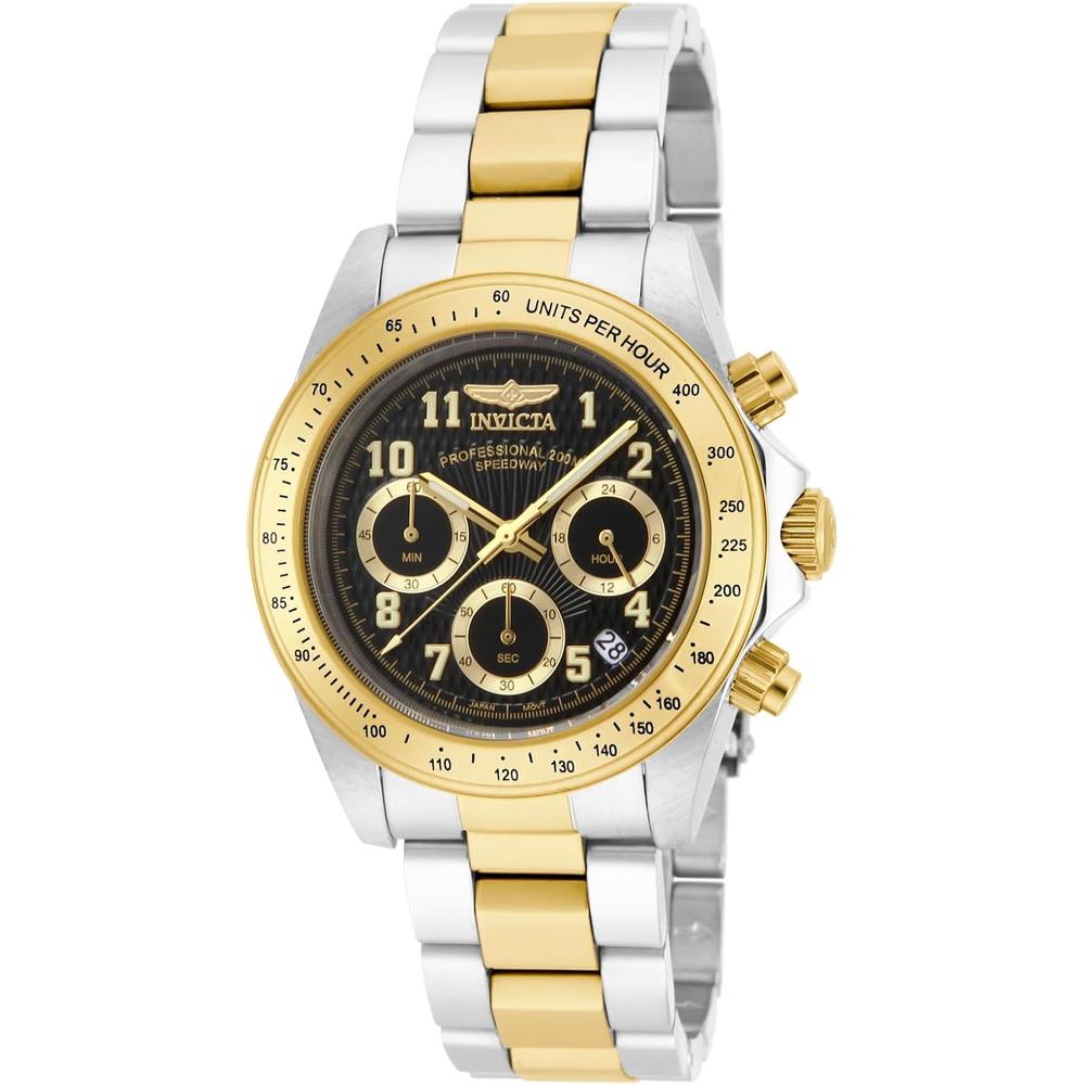 Reloj Invicta Speedway para hombre movimiento de cuarzo, 39 mm / 3.9 cm | Negro y Oro