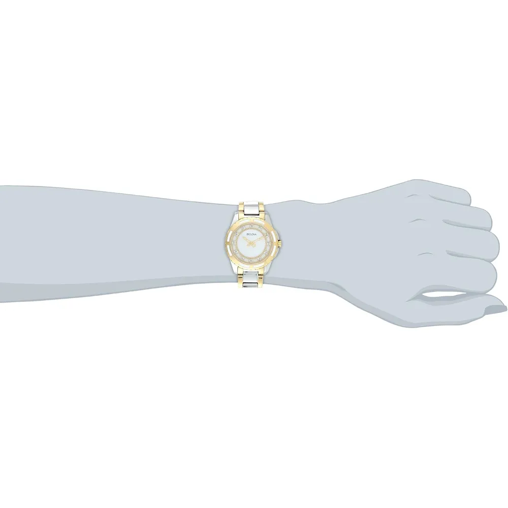 Bulova reloj clásico para mujer de acero inoxidable con cuarzo y 12 diamantes | Oro/Plata