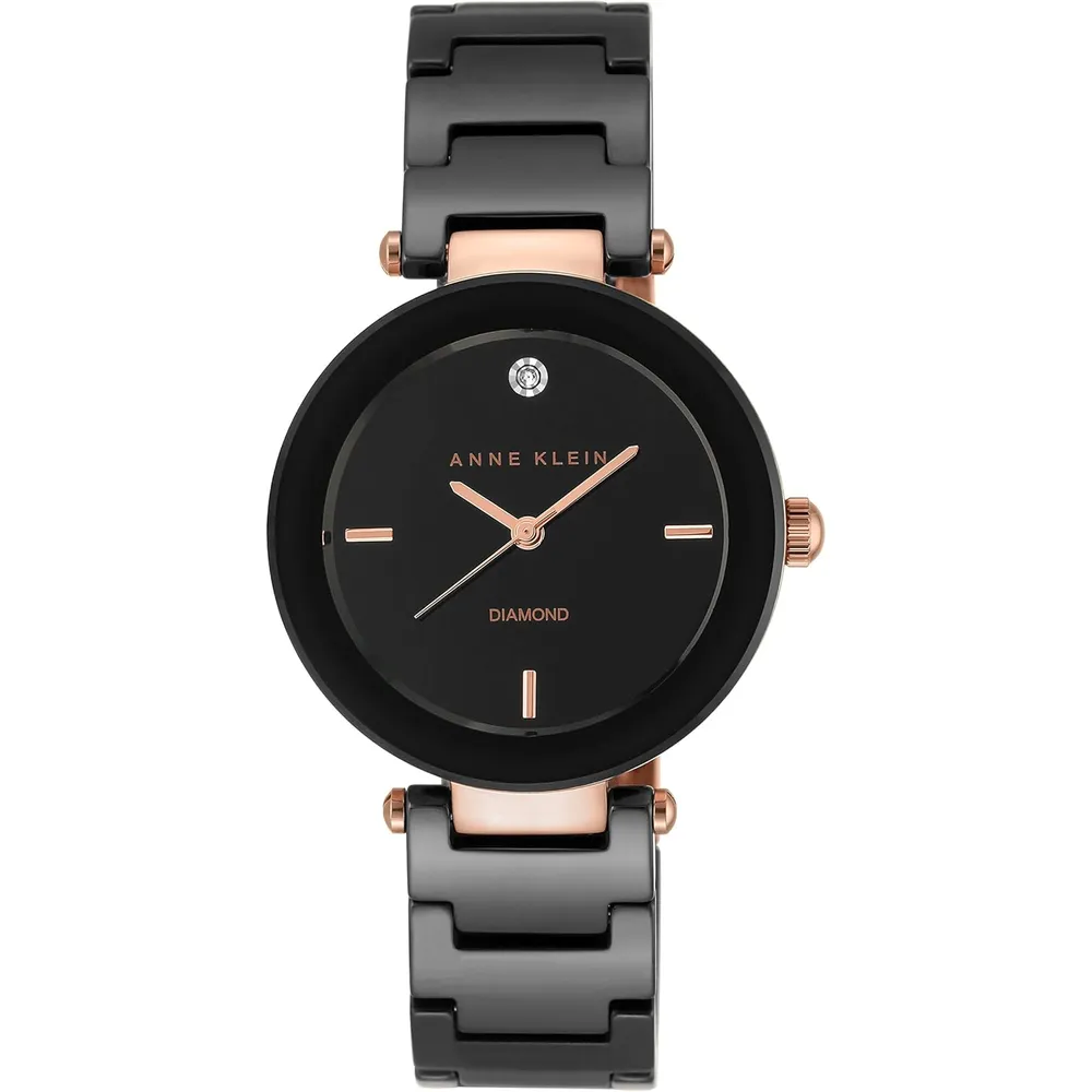 Anne Klein AK/1018RGRD reloj para mujer de cerámica | 30 mm - Negro/Oro rosa