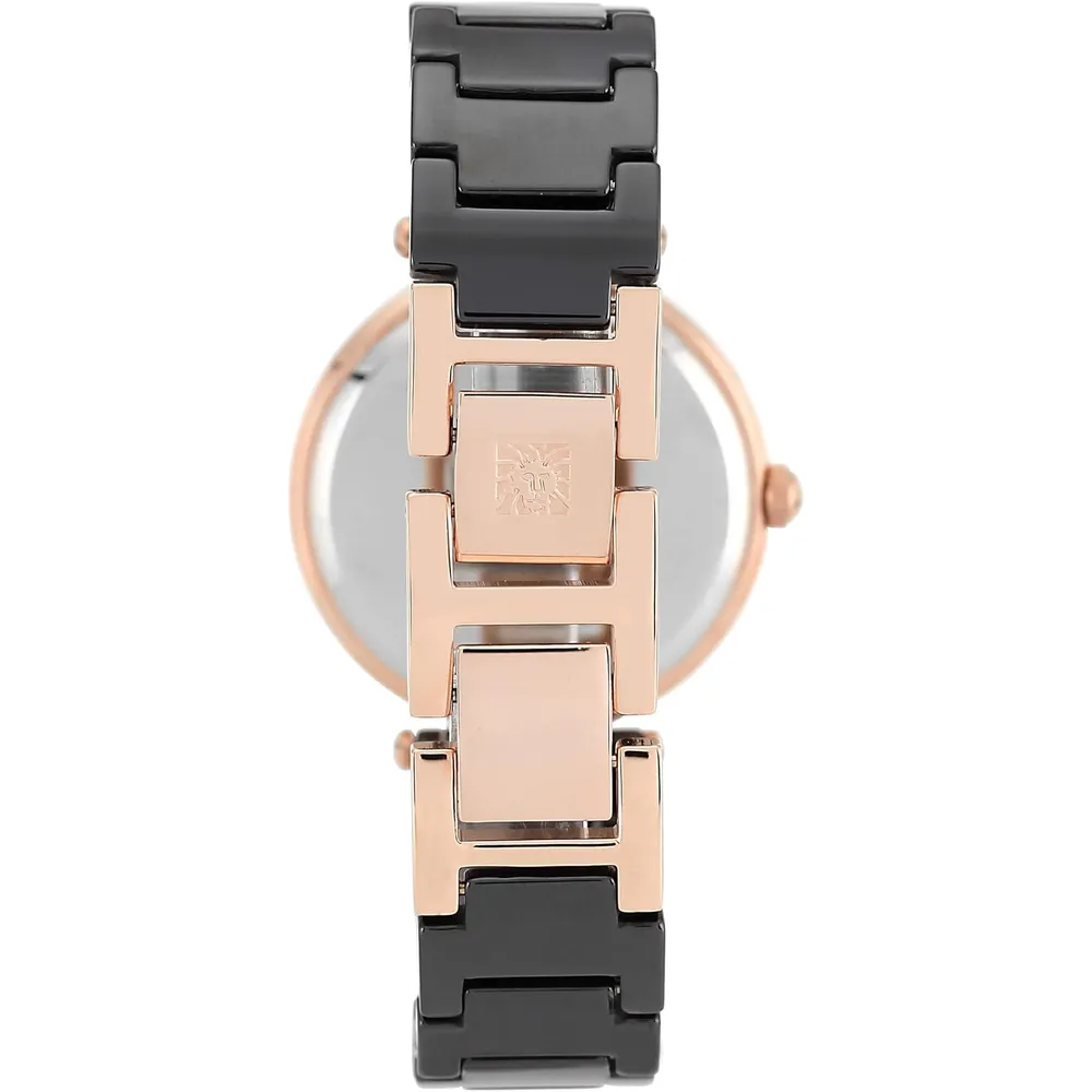 Anne Klein AK/1018RGRD reloj para mujer de cerámica | 30 mm - Negro/Oro rosa