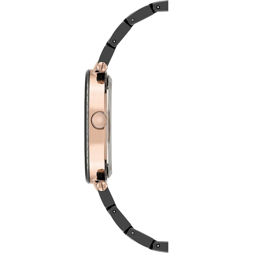 Anne Klein AK/1018RGRD reloj para mujer de cerámica | 30 mm - Negro/Oro rosa