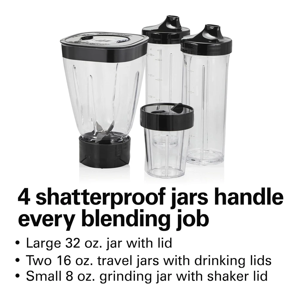b00jr5ad6a_1.webp HAMILTON BEACH BATIDORA STAY OR GO CON FRASCO DE 32 ONZAS - MOLINILLO DE 8 ONZAS PARA NUECES Y ESPECIAS Y 2 TAZAS PORTÁTILES CON TAPAS PARA BEBER PARA BATIDOS Y BATIDOS - SIN BPA - NEGRO Y PLATEADO (52400)