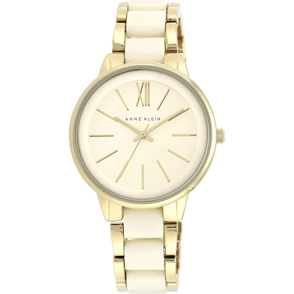 Anne Klein AK/1413LBSV reloj para mujer con pulsera de resina | 37 mm - Marfil/Dorado