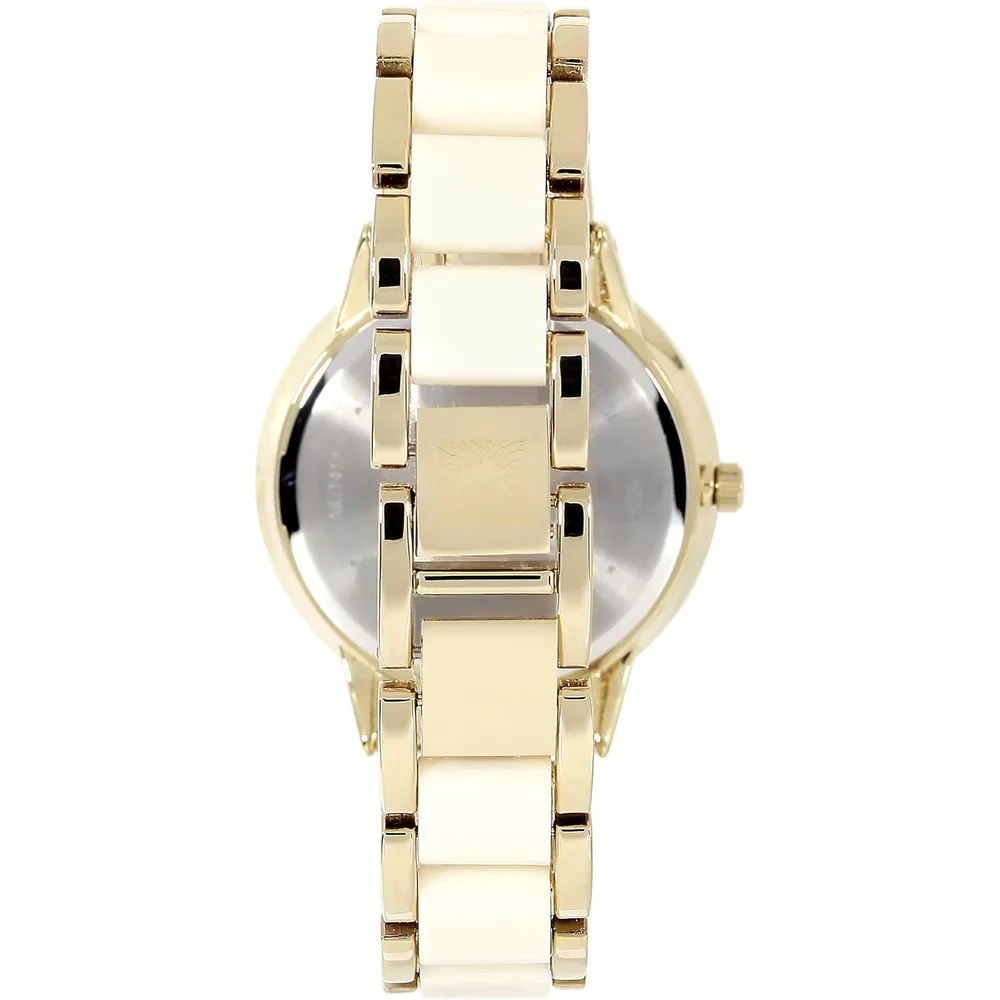 Anne Klein AK/1413LBSV reloj para mujer con pulsera de resina | 37 mm - Marfil/Dorado