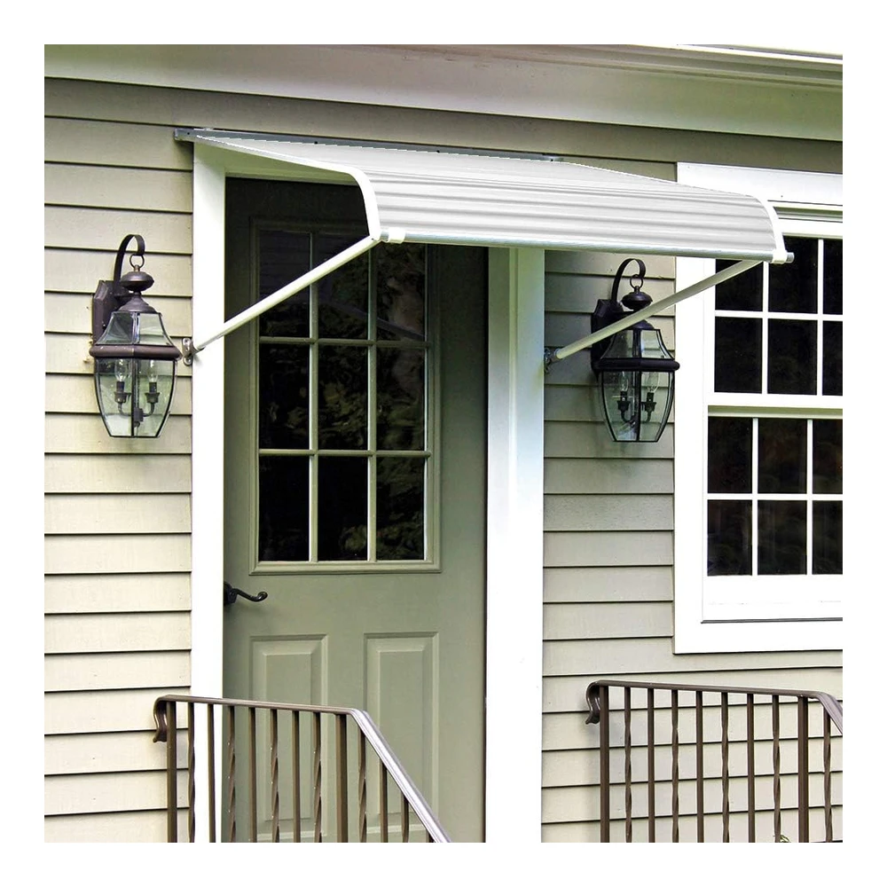 Nuimage Awnings 48425 Series 2500 - Toldo de Puerta de Aluminio con Brazos de Soporte - 48" de Ancho - Color Blanco