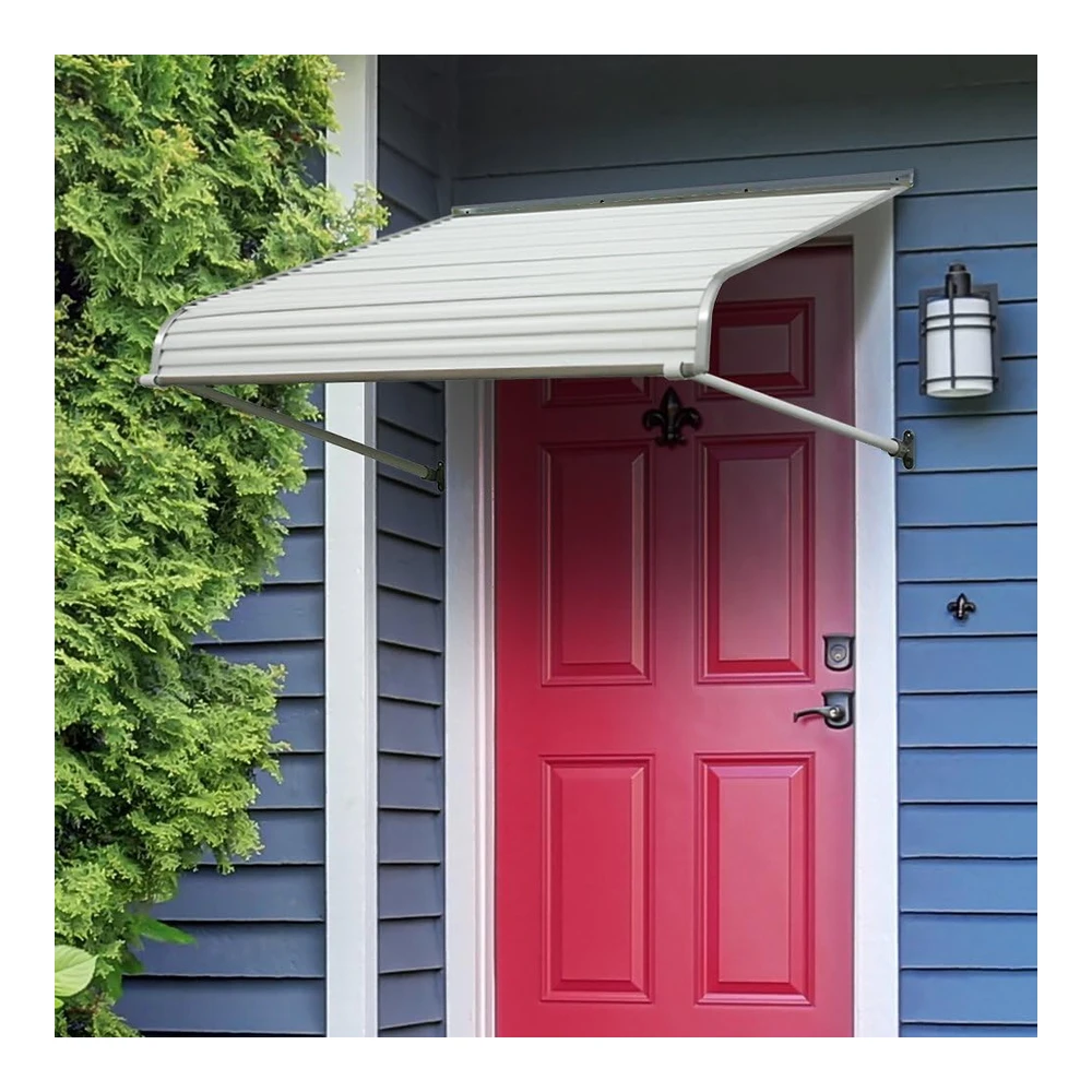 Nuimage Awnings 48425 Series 2500 - Toldo de Puerta de Aluminio con Brazos de Soporte - 48" de Ancho - Color Blanco