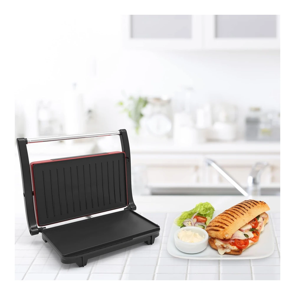 Chef Buddy 82-Sw100 Parrilla Antiadherente y Panini Prensa - Rojo. - Rojo