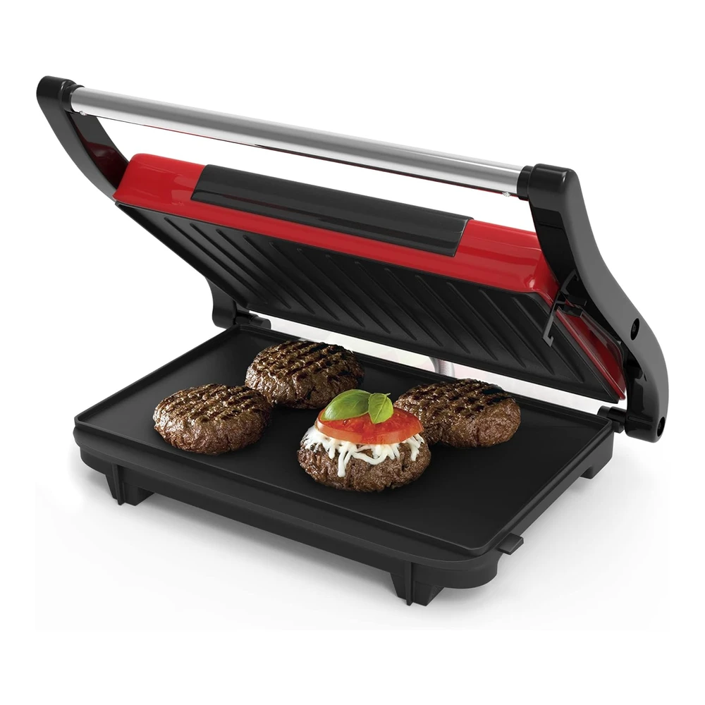 Chef Buddy 82-Sw100 Parrilla Antiadherente y Panini Prensa - Rojo. - Rojo