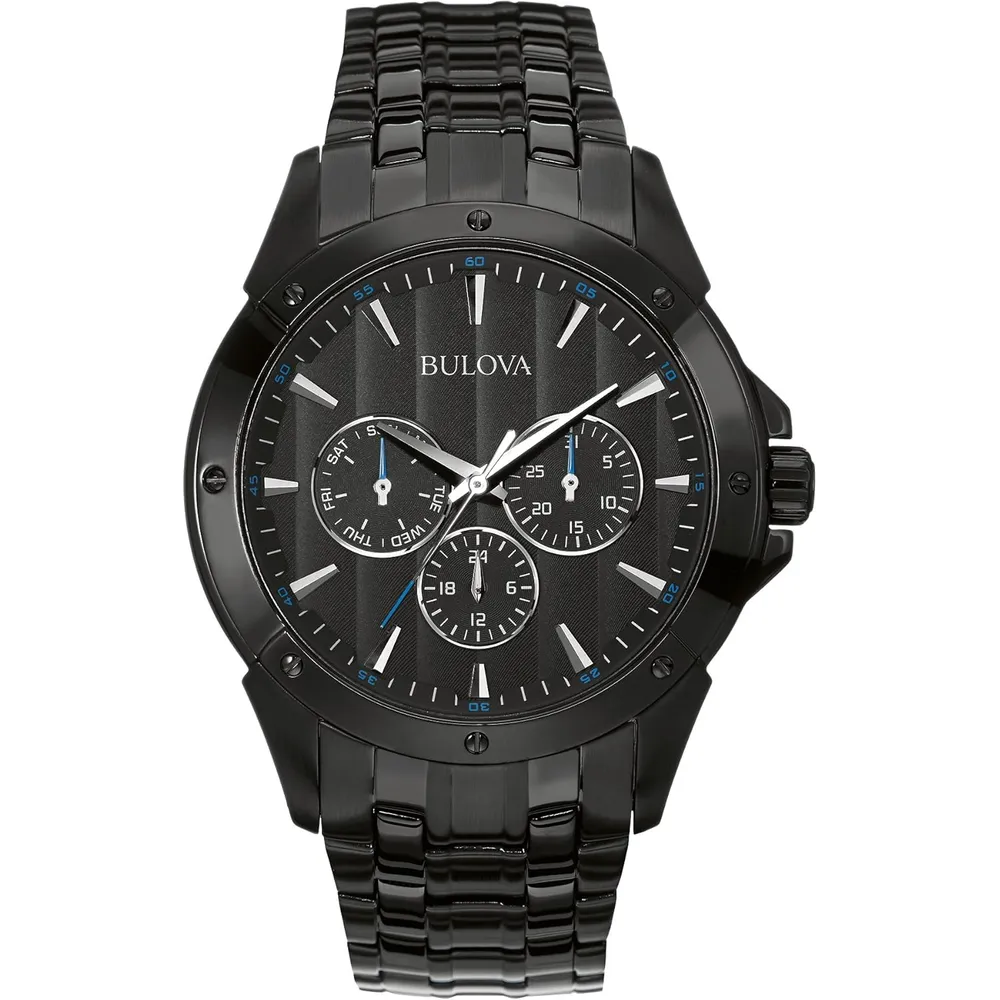 Bulova reloj clásico para hombre de cuarzo multifunción con esfera negra | 43 mm - Negro