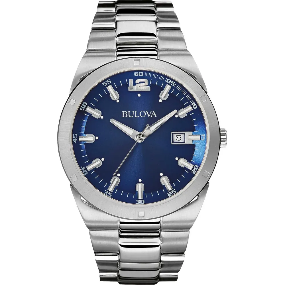 Bulova reloj clásico de hombre acero inoxidable cuarzo 3 agujas calendario | Plata