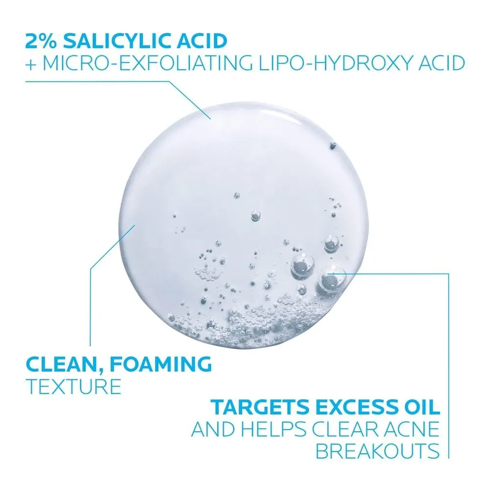 GEL LIMPIADOR MEDICADO ÁCIDO SALICÍLICO 2% ANTIACNÉ EFFACLAR LA ROCHE-POSAY 6.76 OZ / 200 ML