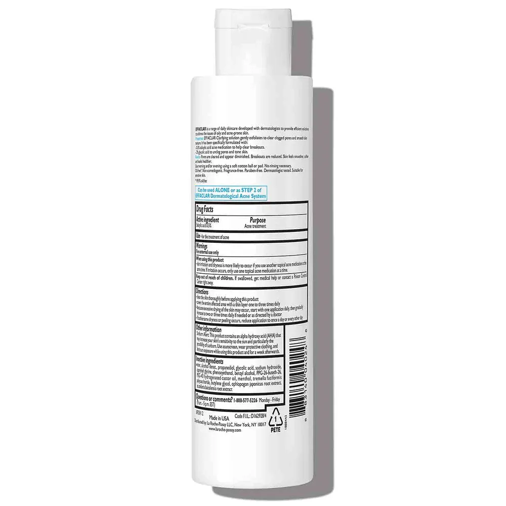 TÓNICO EXFOLIANTE ANTIACNÉ SOLUCIÓN CLARIFICANTE EFFACLAR LA ROCHE-POSAY 6.76 OZ / 200 ML