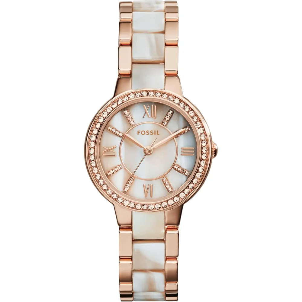 Fossil reloj de cuarzo Virginia para mujer, tres agujas | Oro Rosa