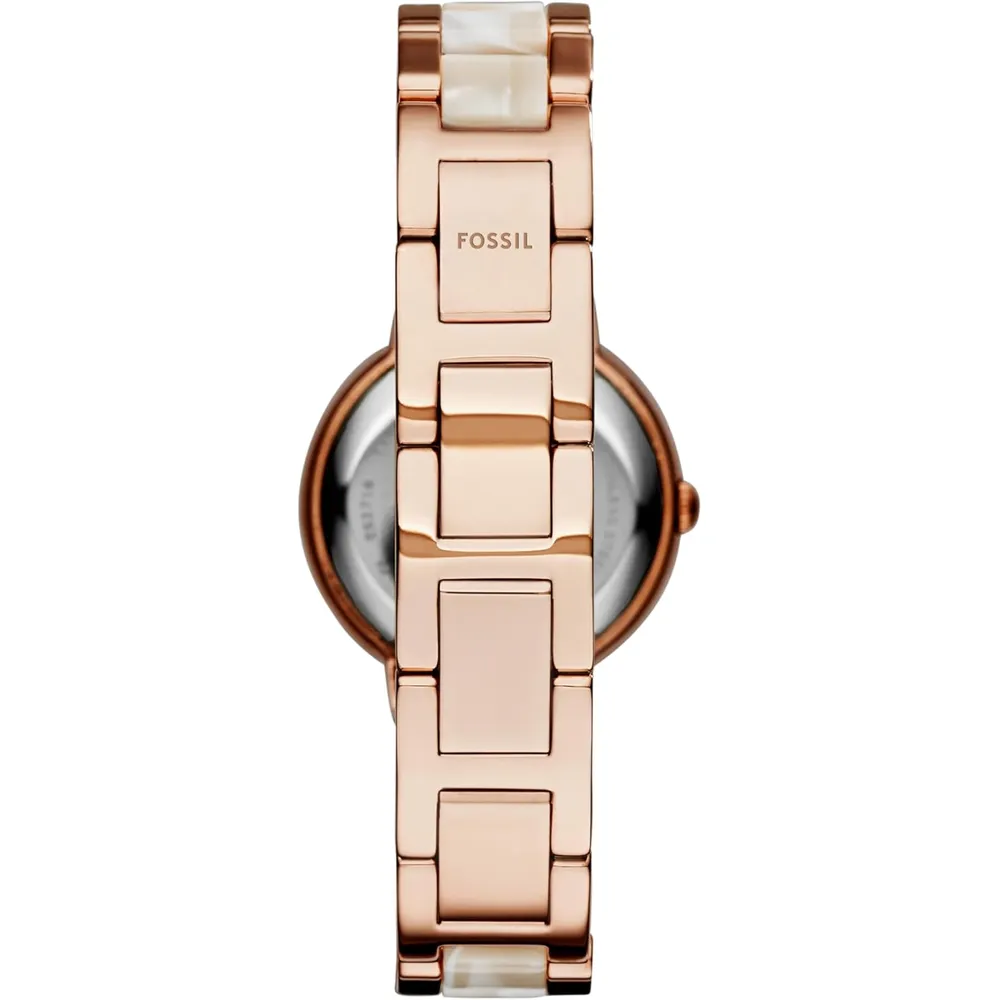 Fossil reloj de cuarzo Virginia para mujer, tres agujas | Oro Rosa