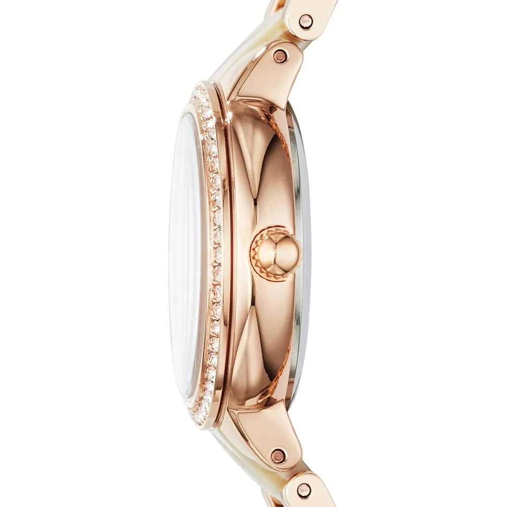Fossil reloj de cuarzo Virginia para mujer, tres agujas | Oro Rosa