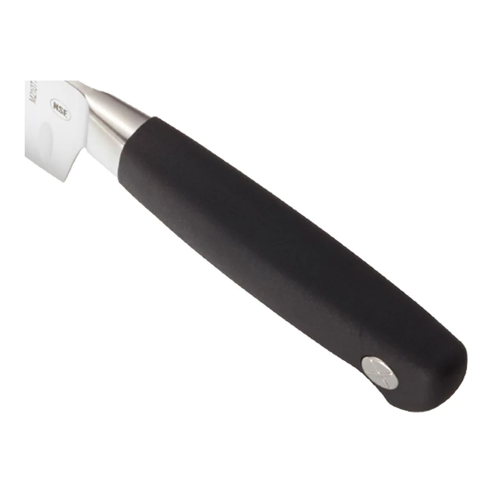 CUCHILLO PARA CARNE FORJADO MERCER CULINARY GENESIS DE 10" - CUCHILLO DE COCINERO FORJADO - PUNTA CORTA - FILO GRATONT - 20, 32 CM - NEGRO