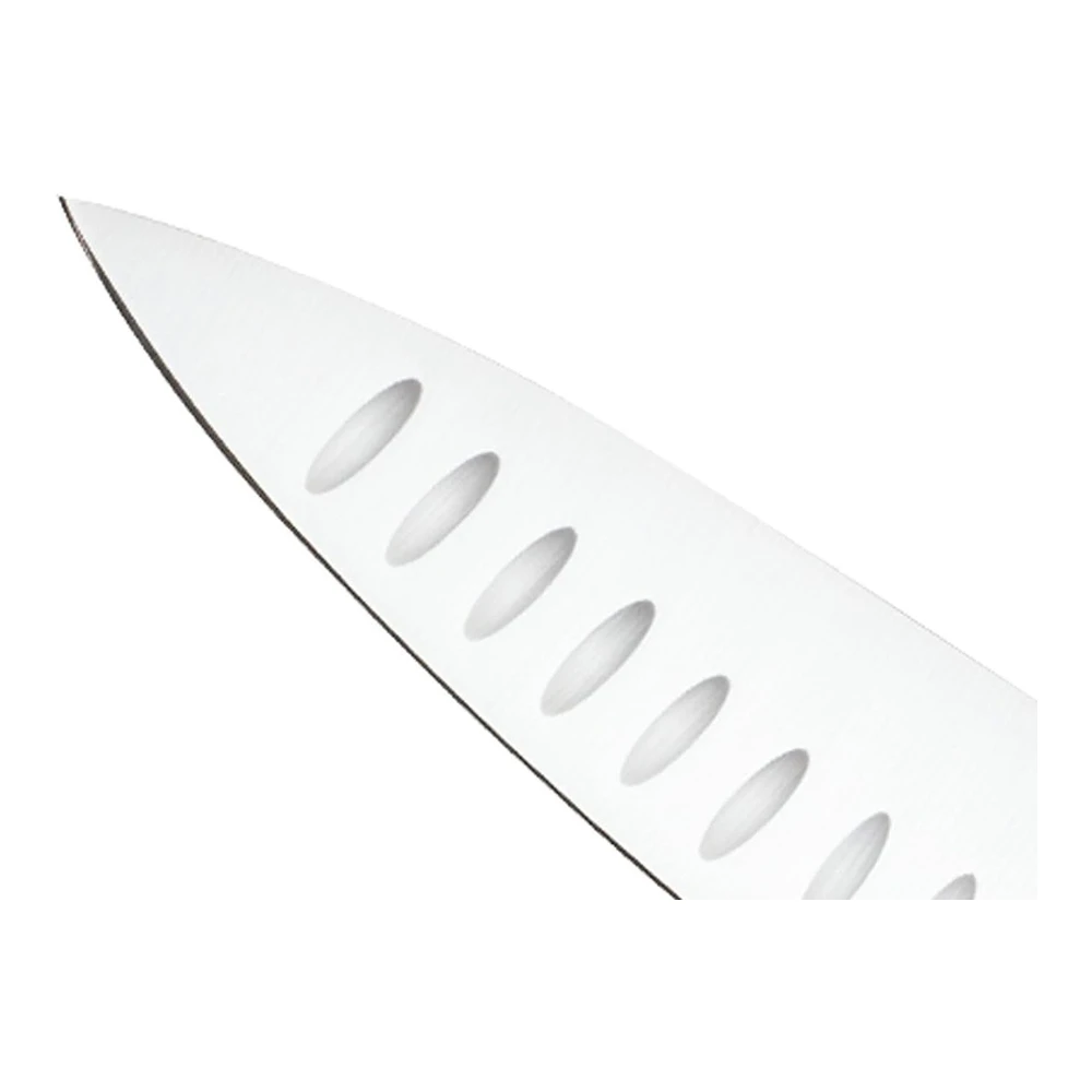 CUCHILLO PARA CARNE FORJADO MERCER CULINARY GENESIS DE 10" - CUCHILLO DE COCINERO FORJADO - PUNTA CORTA - FILO GRATONT - 20, 32 CM - NEGRO