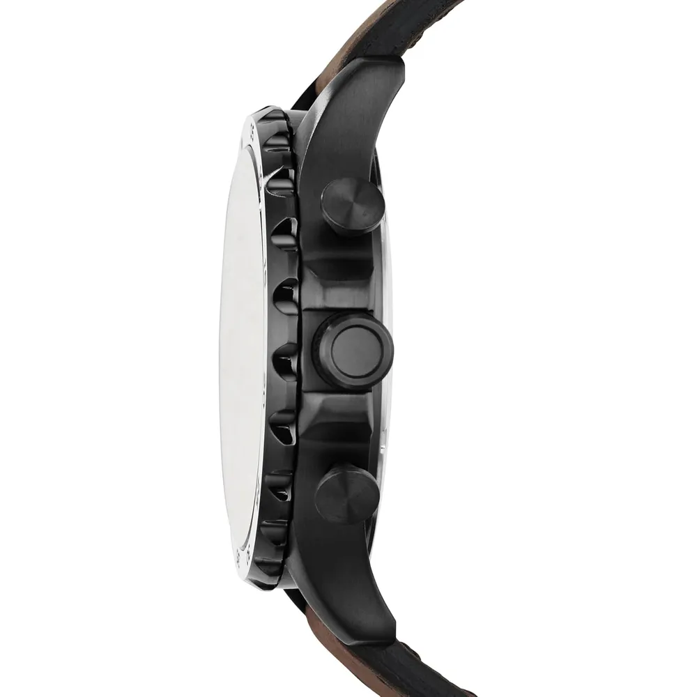 Fossil JR1353 reloj para hombre Nate cronógrafo de acero inoxidable | 50 mm - Negro/Cuero Marron