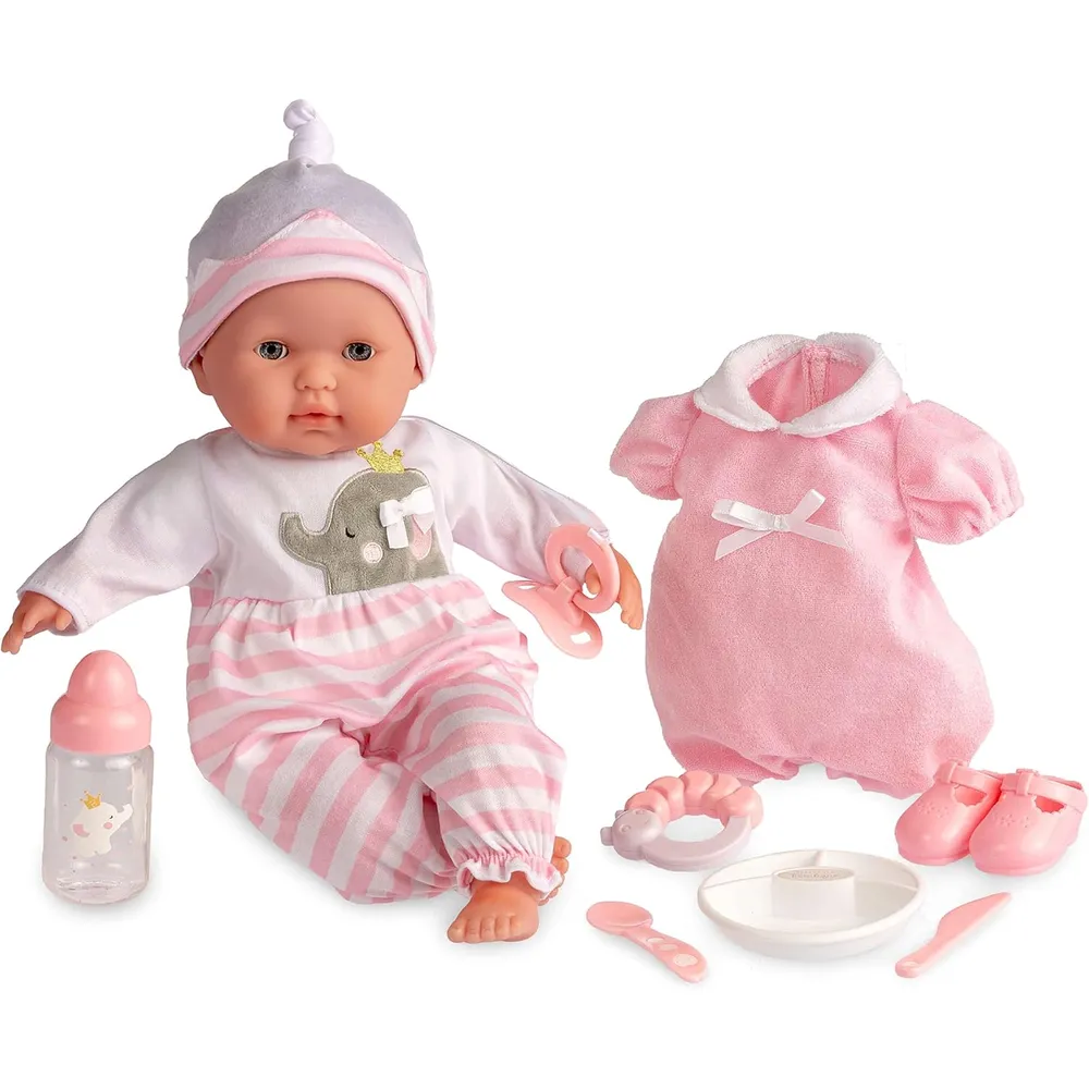 BERENGUER muñeca bebé 15"/38 cm con accesorios | Set de regalo rosa