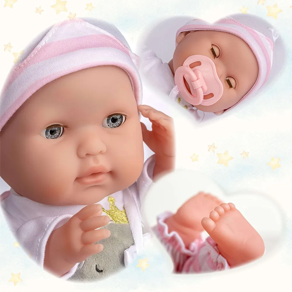 BERENGUER muñeca bebé 15"/38 cm con accesorios | Set de regalo rosa