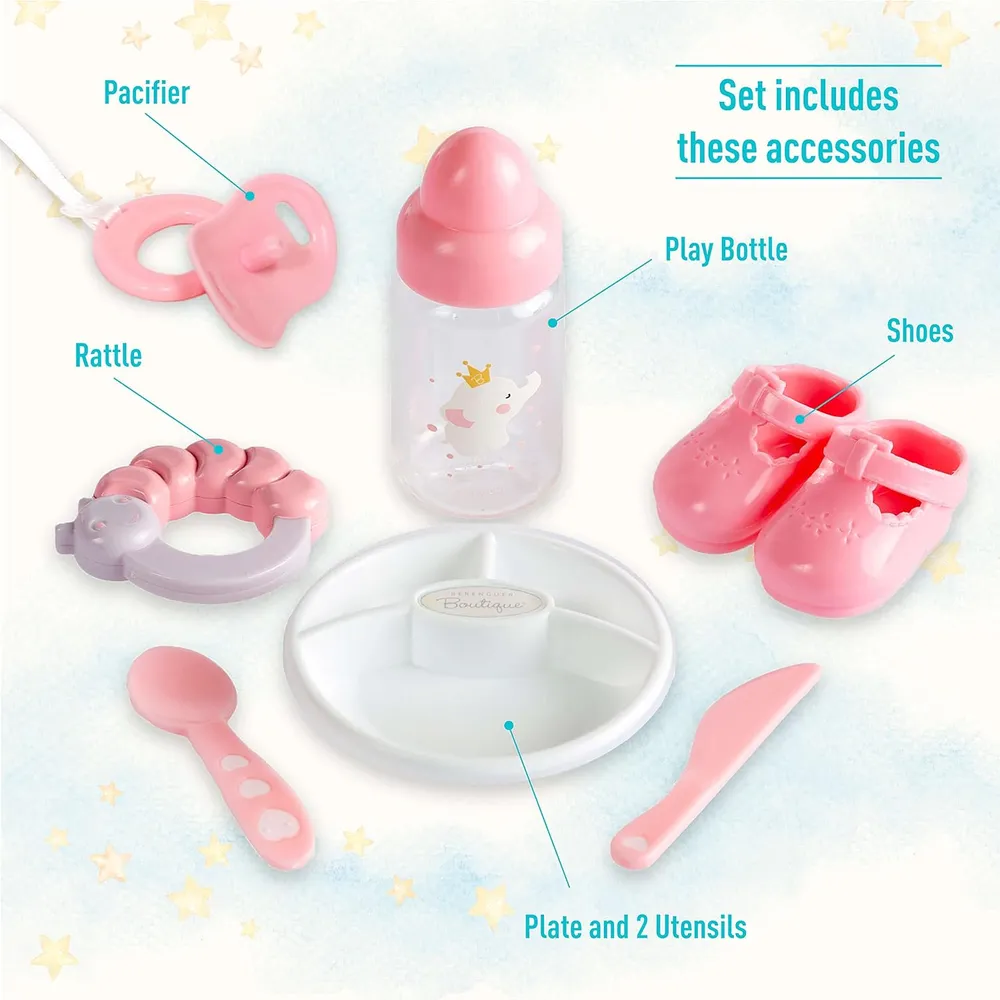 BERENGUER muñeca bebé 15"/38 cm con accesorios | Set de regalo rosa