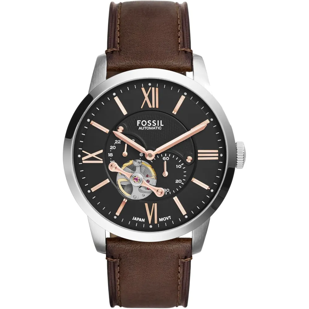 Fossil reloj automático Townsman para hombre, acero | Marrón/ Plateado