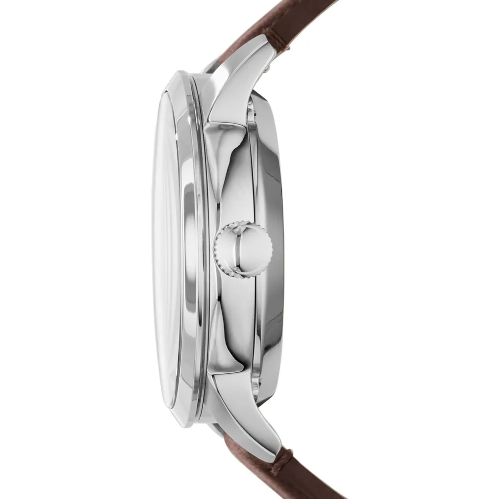 Fossil reloj automático Townsman para hombre, acero | Marrón/ Plateado