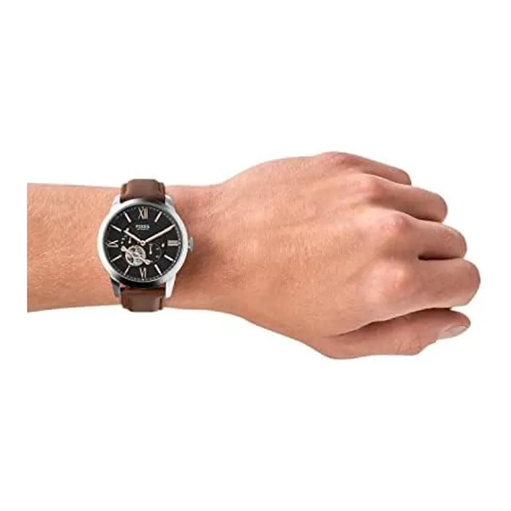 Fossil reloj automático Townsman para hombre, acero | Marrón/ Plateado