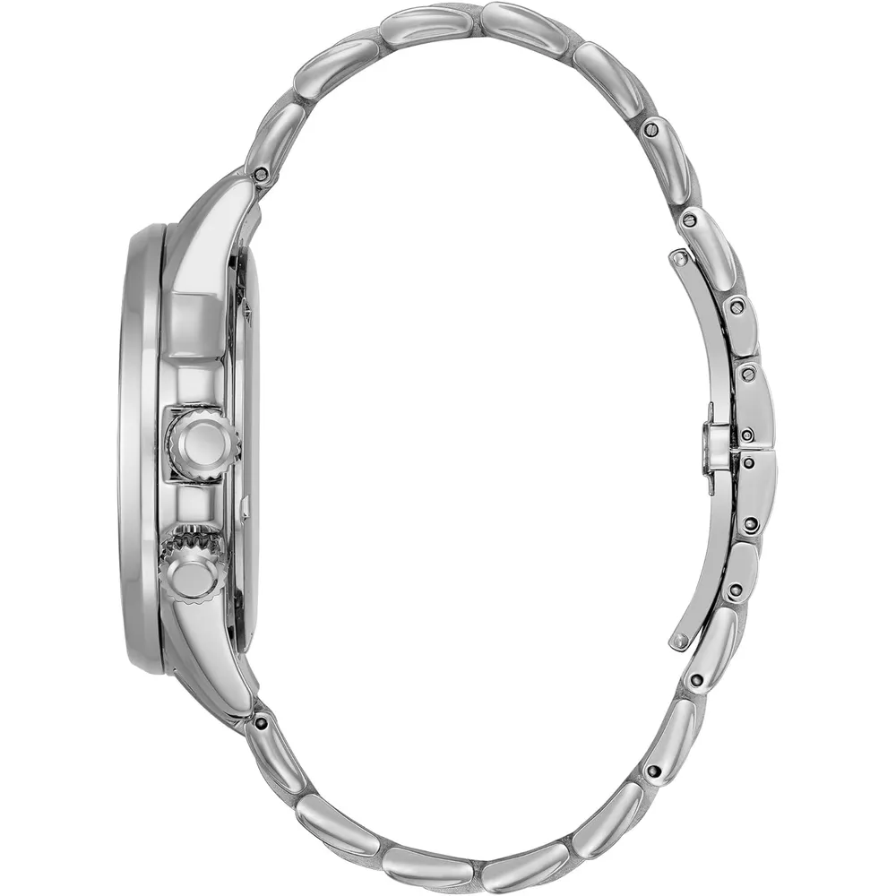 Bulova reloj clásico para hombre de cuarzo multifunción con esfera negra | 43 mm - Acero / Azul