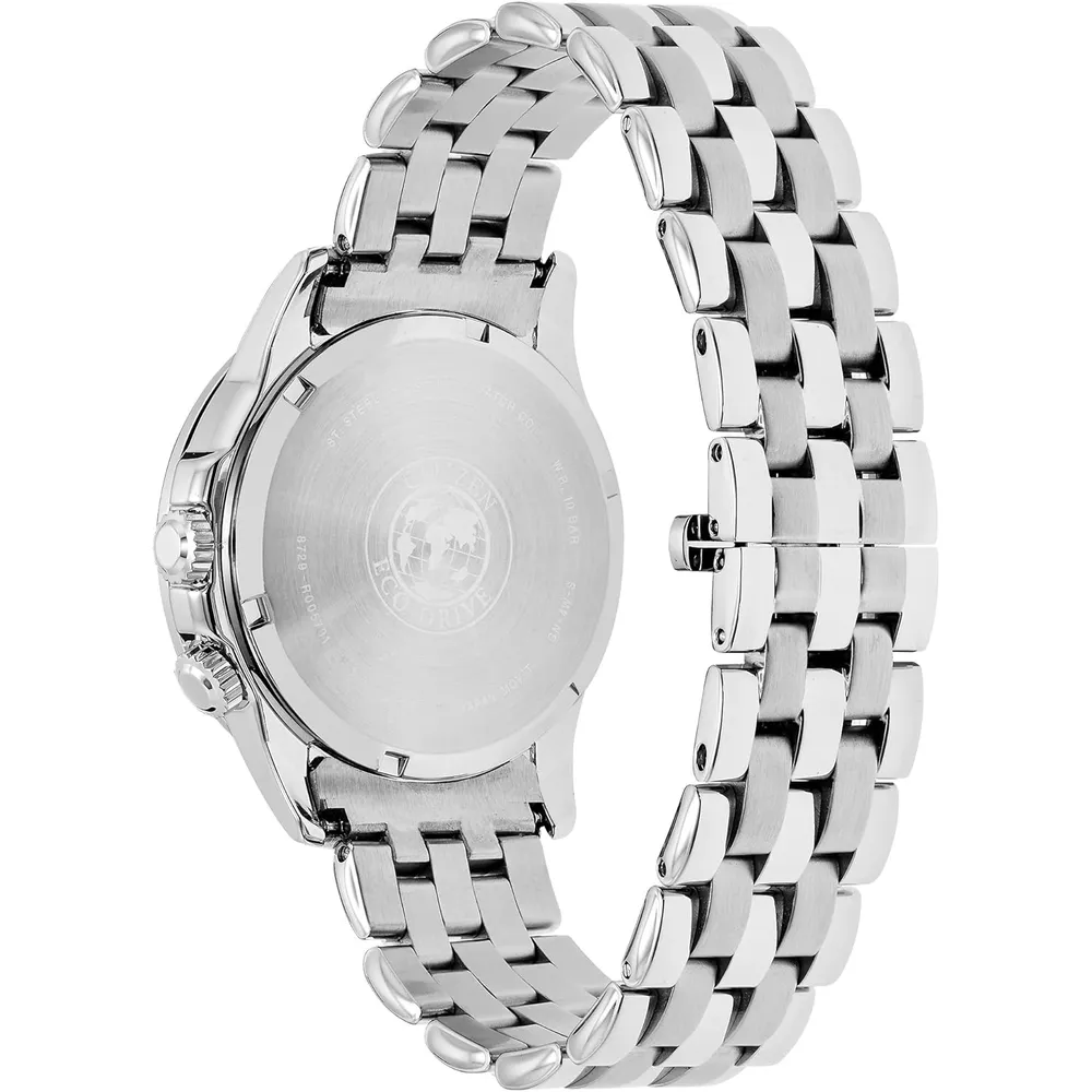 Bulova reloj clásico para hombre de cuarzo multifunción con esfera negra | 43 mm - Acero / Azul