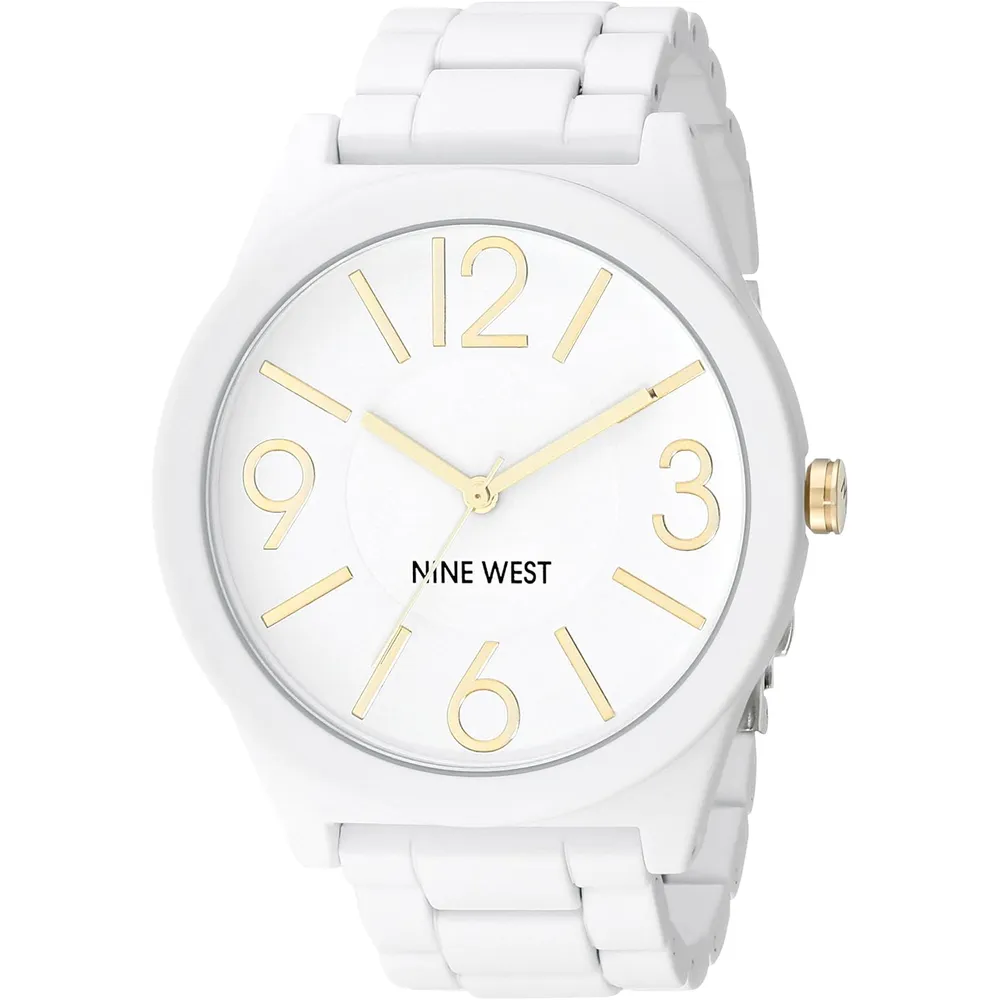 Nine West NW/1678 reloj femenino con pulsera rubberized | 42 mm - Blanco