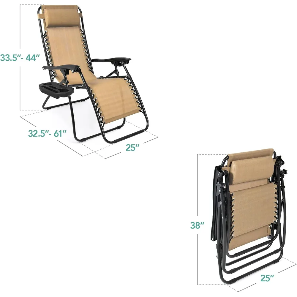 Juego de 2 sillones reclinables con portavasos Best Choice Products | Beige