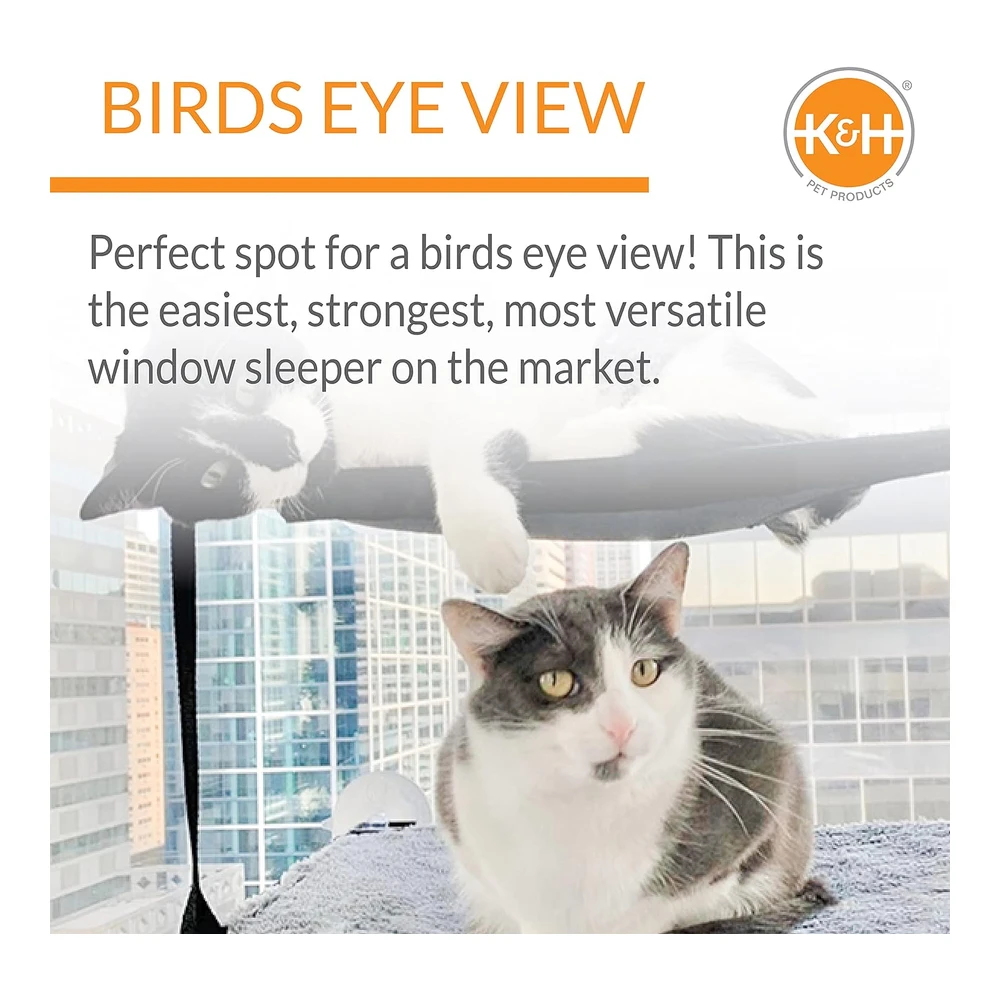 Kyh Pet Products Ez Mount - Cama para Gatos con Alféizar de Ventana Muebles para Gato Hamaca para Gato Doble Pila Gris | Gris