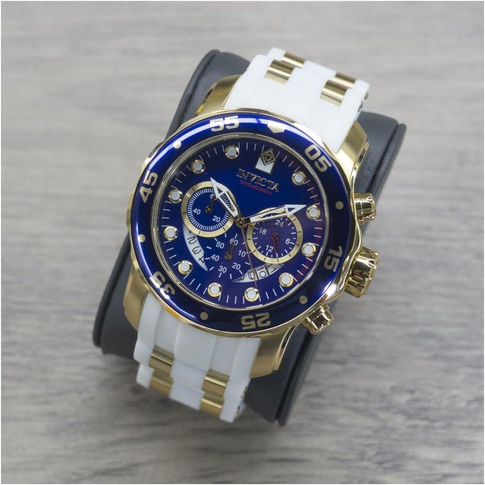 Reloj Invicta Pro Diver para hombre acero inoxidable cristal de fusión de llama | Azul Marino y Oro