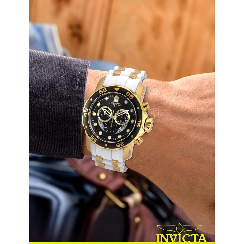 Reloj Invicta Pro Diver para hombre cristal de fusión de llama | Dorado y Negro