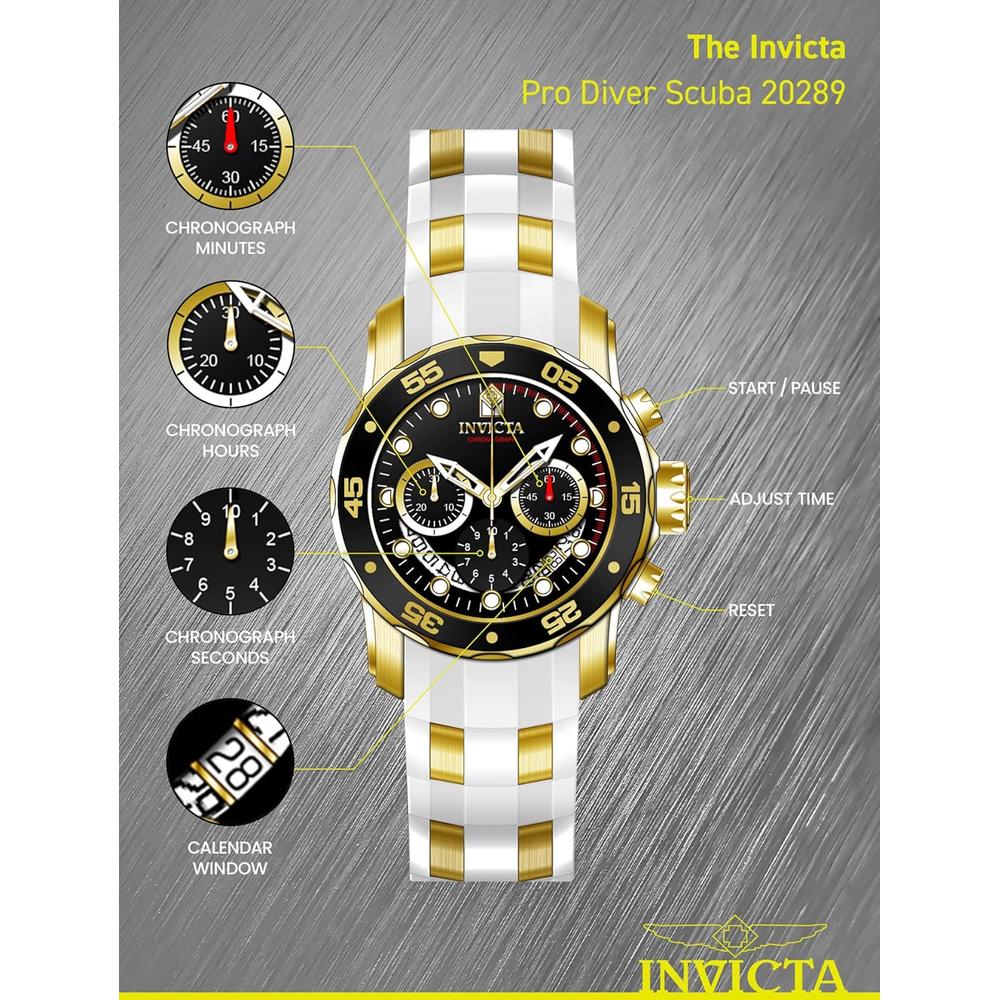 Reloj Invicta Pro Diver para hombre cristal de fusión de llama | Dorado y Negro