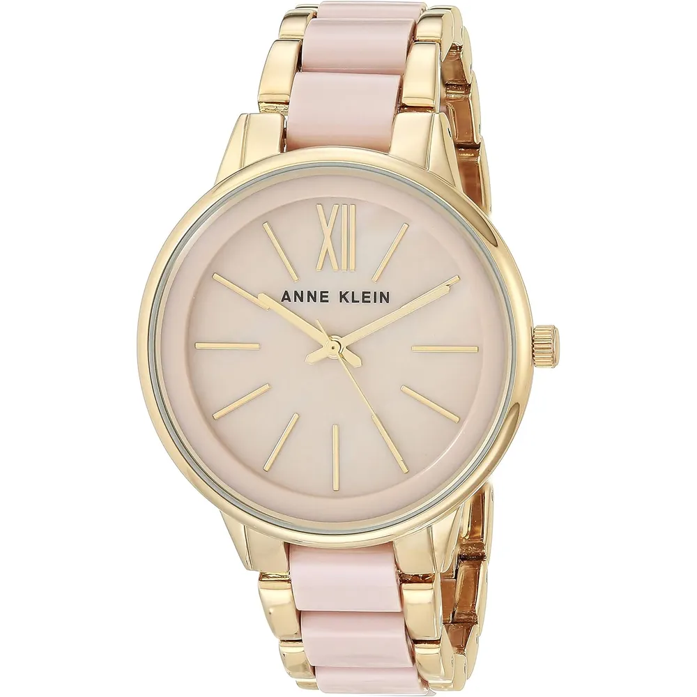Anne Klein AK/1413LBSV reloj para mujer con pulsera de resina | 37 mm - Rosa rubor/dorado
