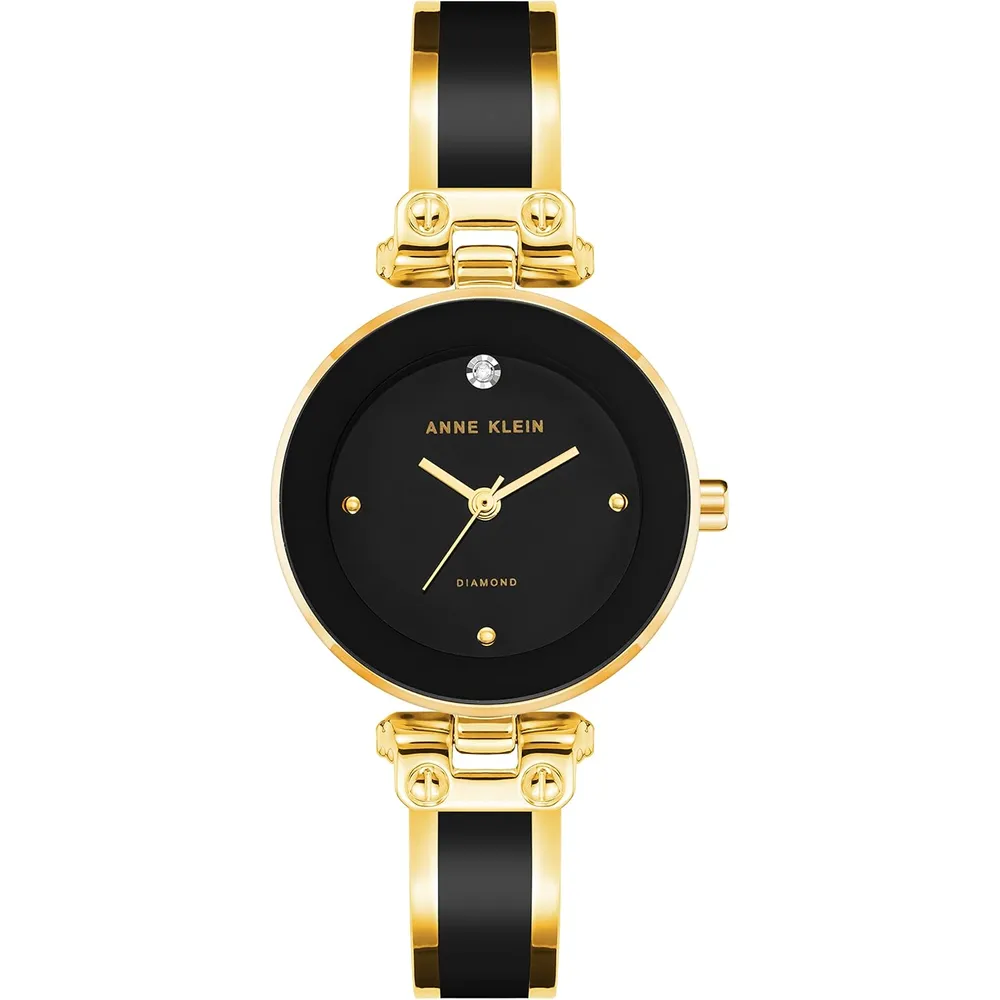 Anne Klein AK/1980BKGB reloj para mujer con diamante y pulsera tipo brazalete | 28 mm - Negro/Oro