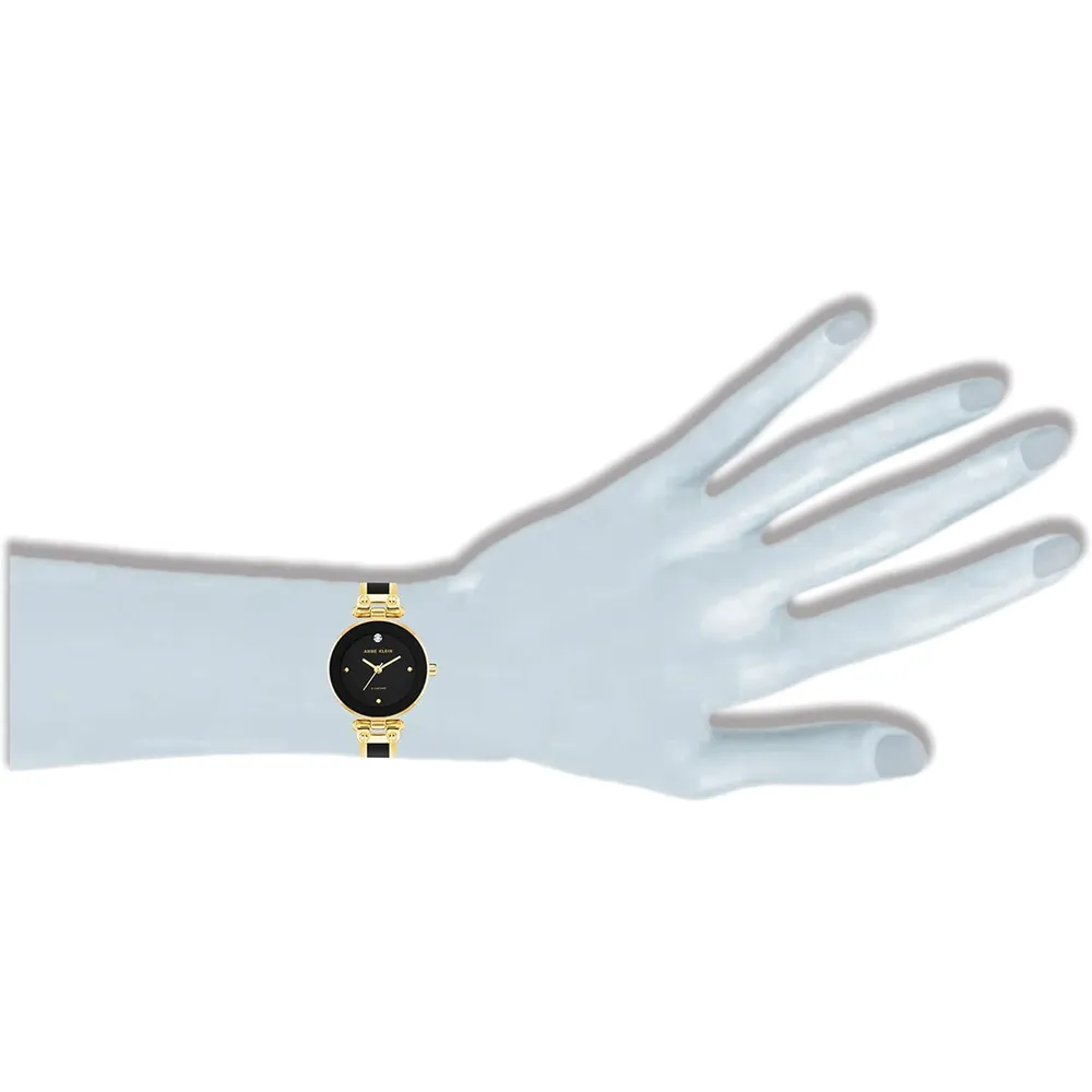 Anne Klein AK/1980BKGB reloj para mujer con diamante y pulsera tipo brazalete | 28 mm - Negro/Oro