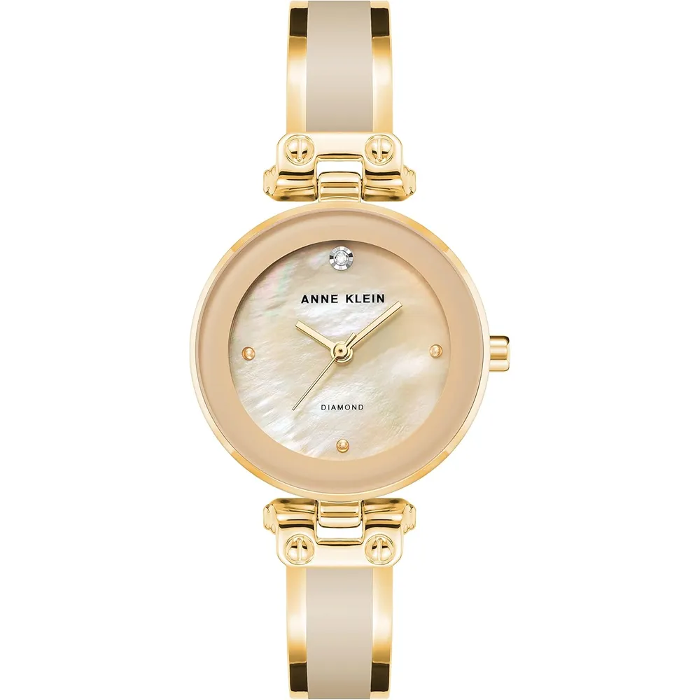 Anne Klein AK/1980BKGB reloj para mujer con diamante y pulsera tipo brazalete | 28 mm - Bronceado/Oro