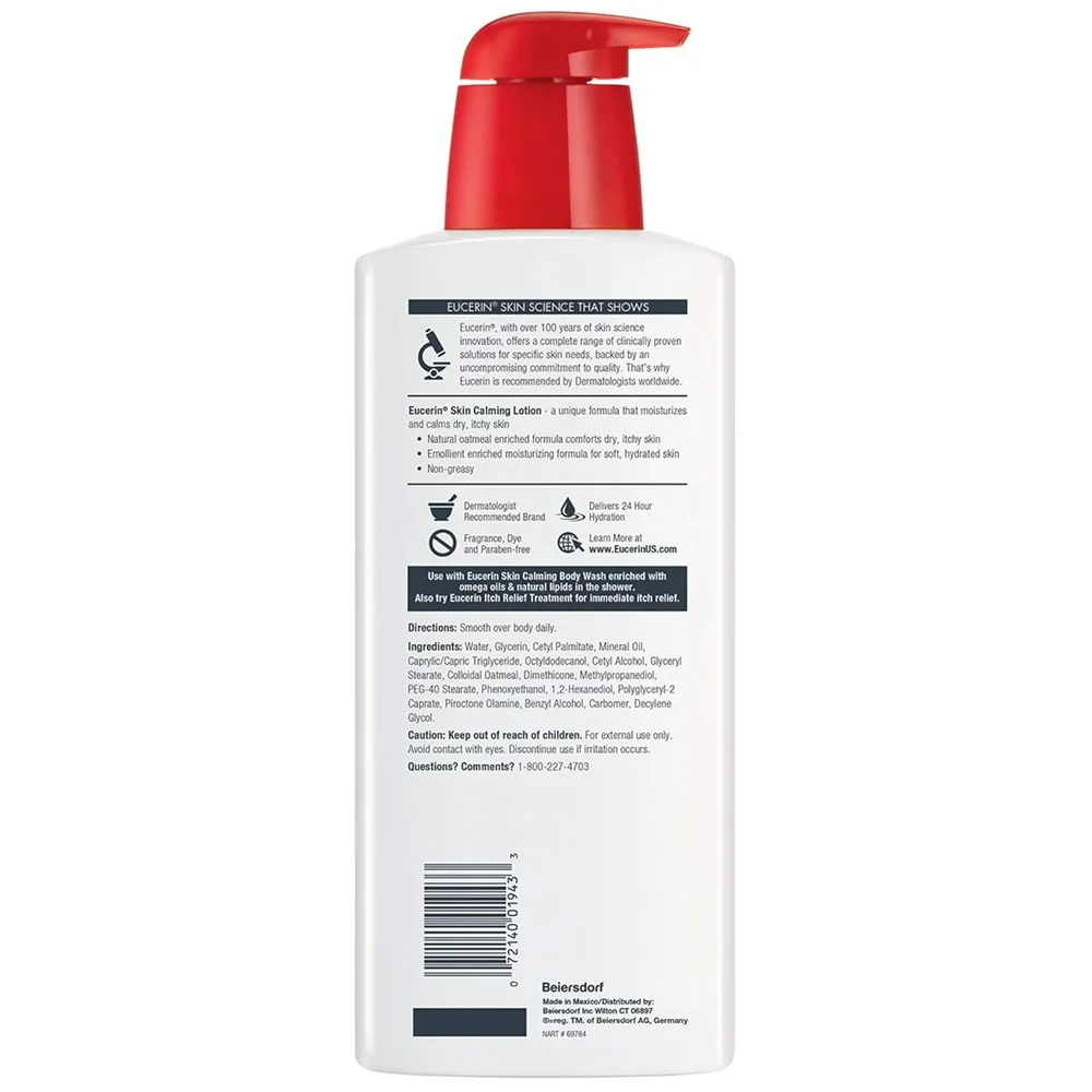 EUCERIN LOCIÓN CALMANTE CON AVENA PARA PIEL SECA Y PICAZÓN 16.9 OZ /500 ML