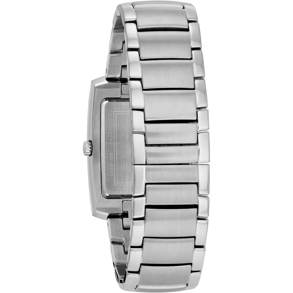Bulova reloj clásico rectangular de cuarzo de dos agujas para hombre | Plata