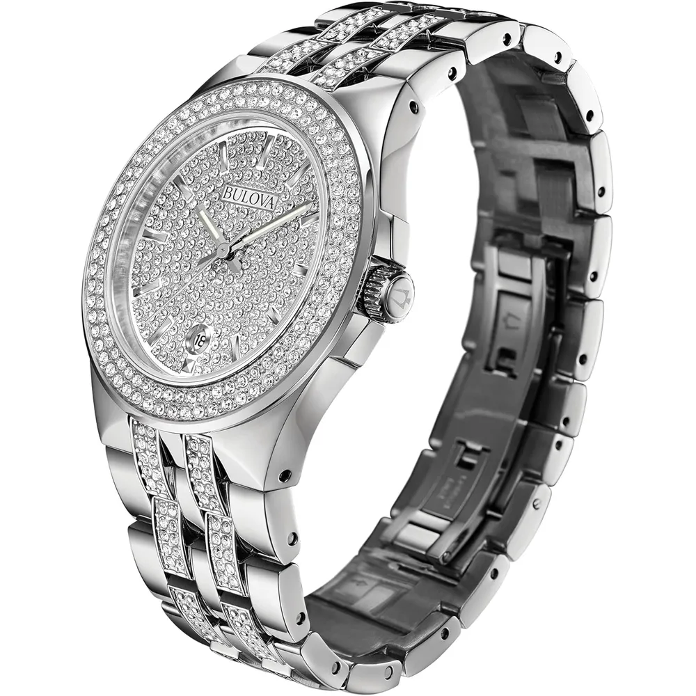 Bulova reloj para hombre de acero inoxidable con cuarzo y cristales | Plata