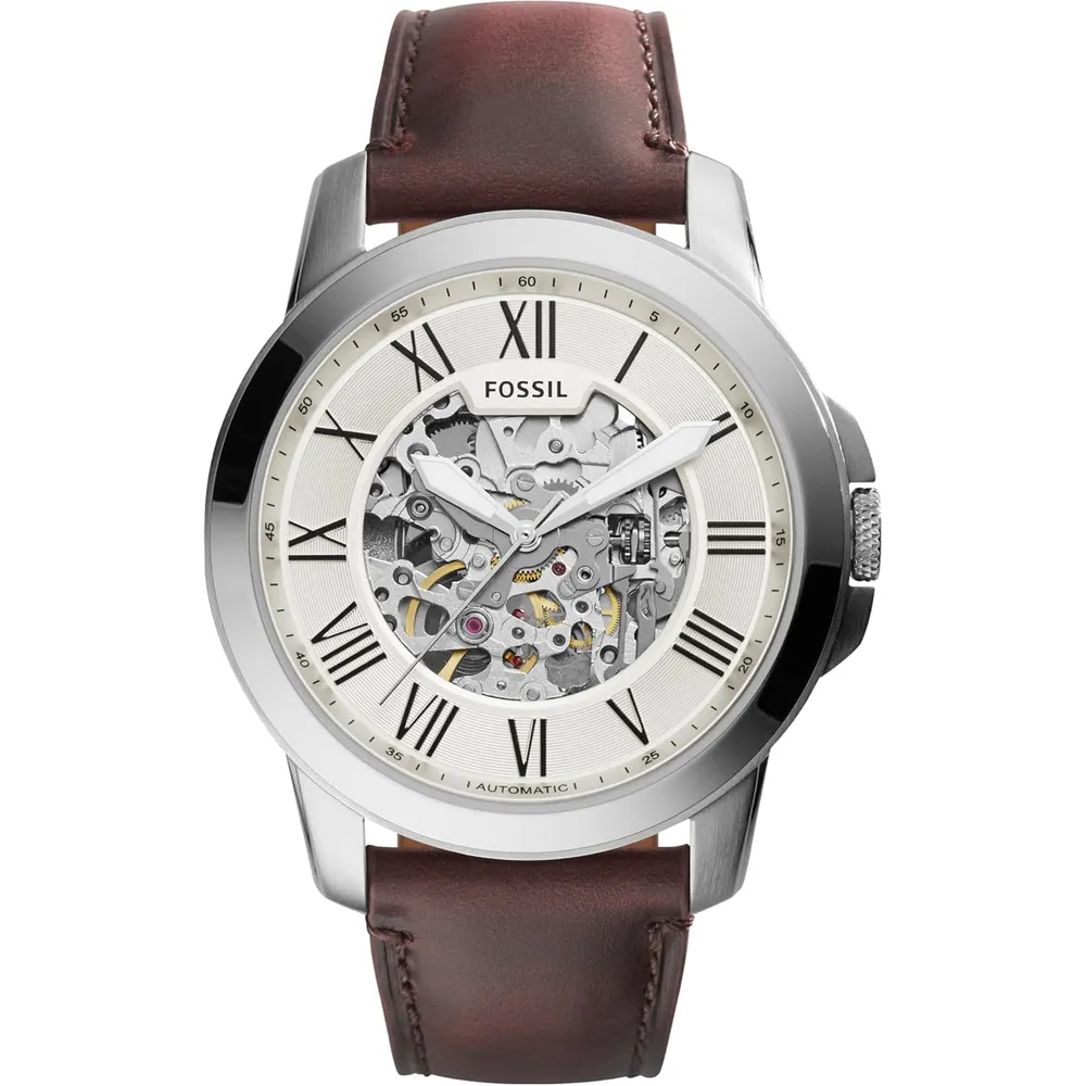 Fossil ME3099 reloj Grant para hombre con cronógrafo | 44 mm - Silver/Brown Automatic